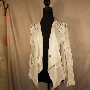 Elegant La Seine White Lace Detail Blazer - S
